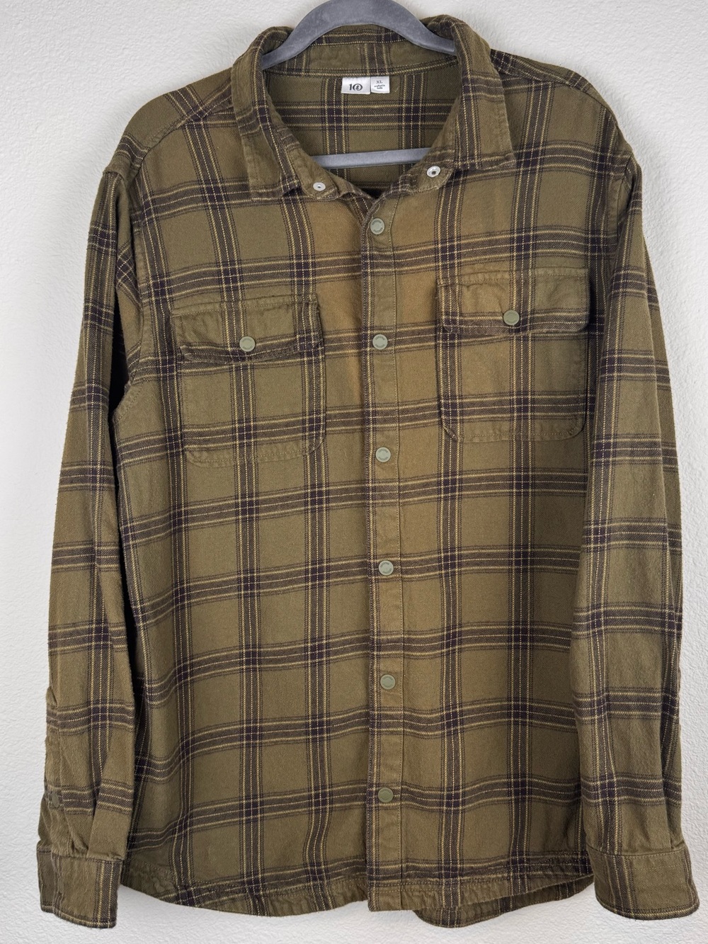 Olive Plaid Button-Down Shirt